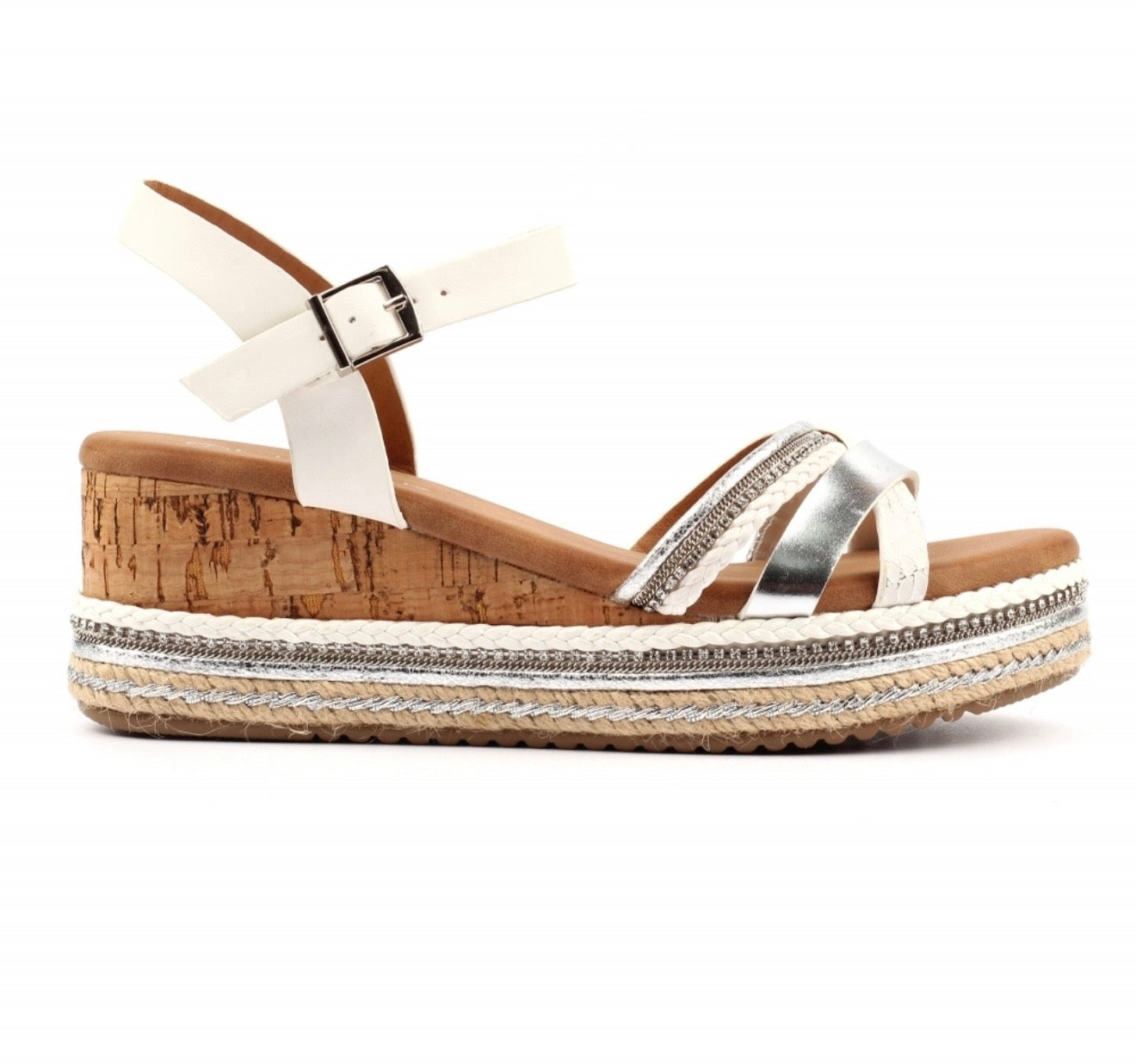 Lunar white Donna wedge sandals
