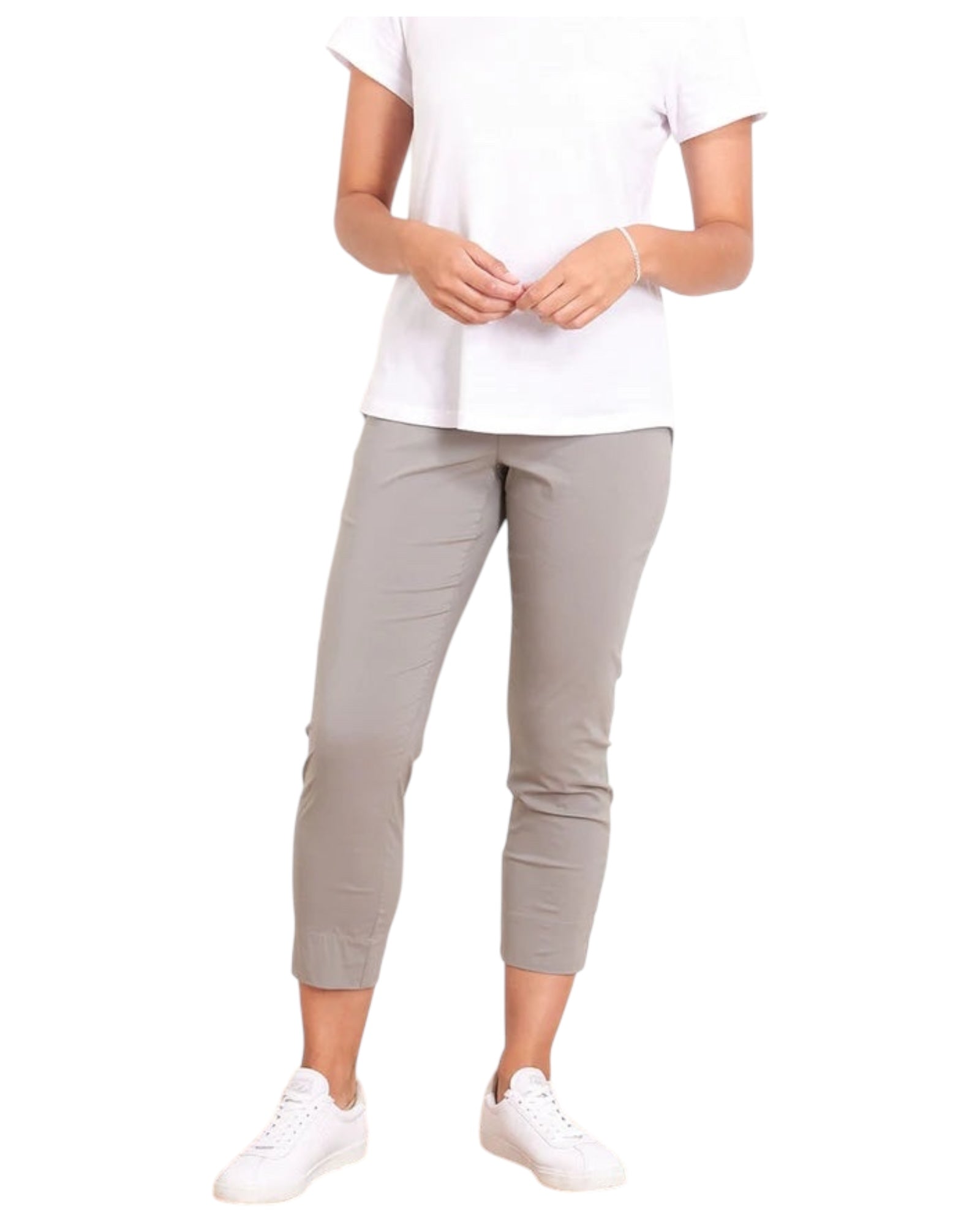 Foil 7/8 signature trapeze trousers - PEBBLE