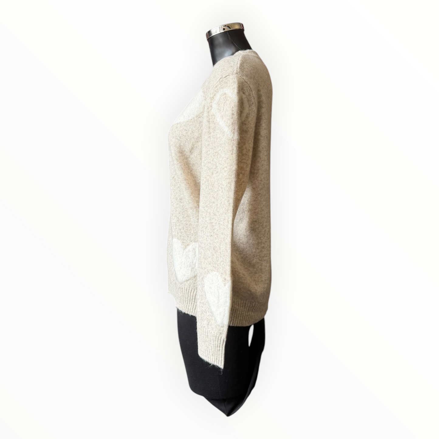 Holly heart print knit jumper - Beige