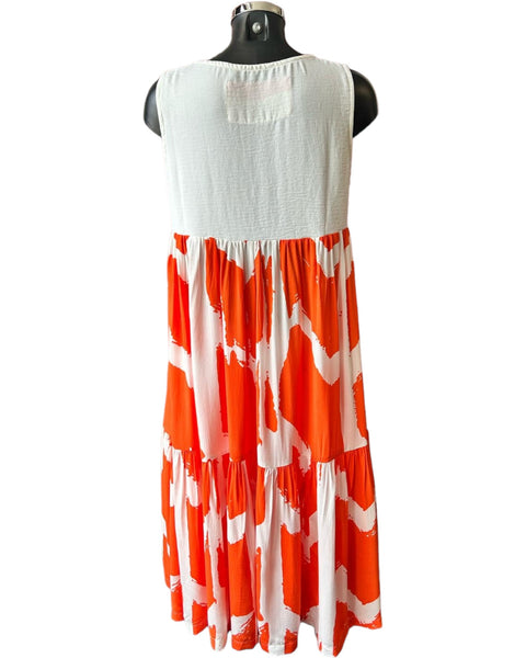 Tara Vao Karen tiered dress- orange/Ecru