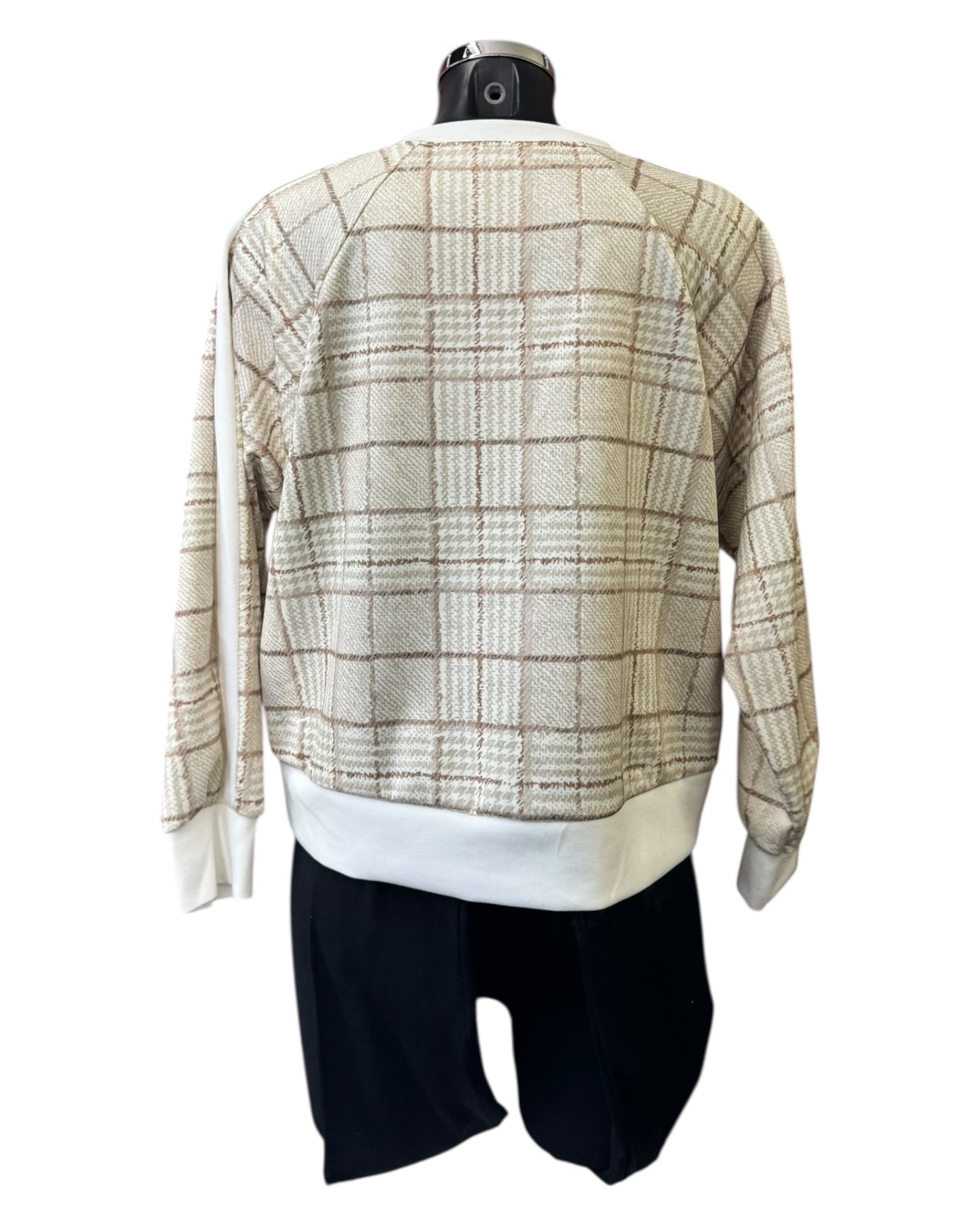 Phoebe check plaid sweatshirt - Beige
