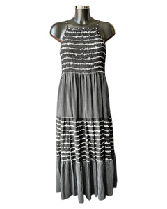 Fiona black striped strappy maxi dress