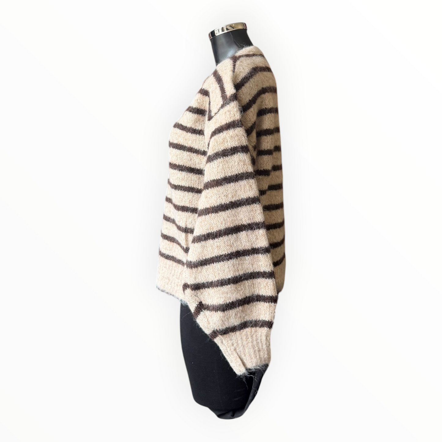 Kylie striped soft knit cardigan - Taupe