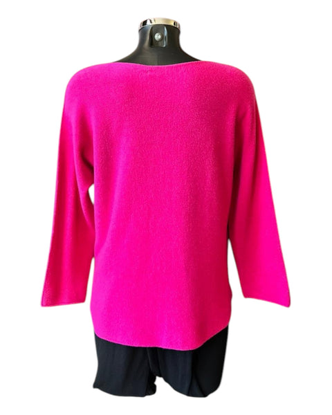Toni short v neck soft plain jumper - Cerise