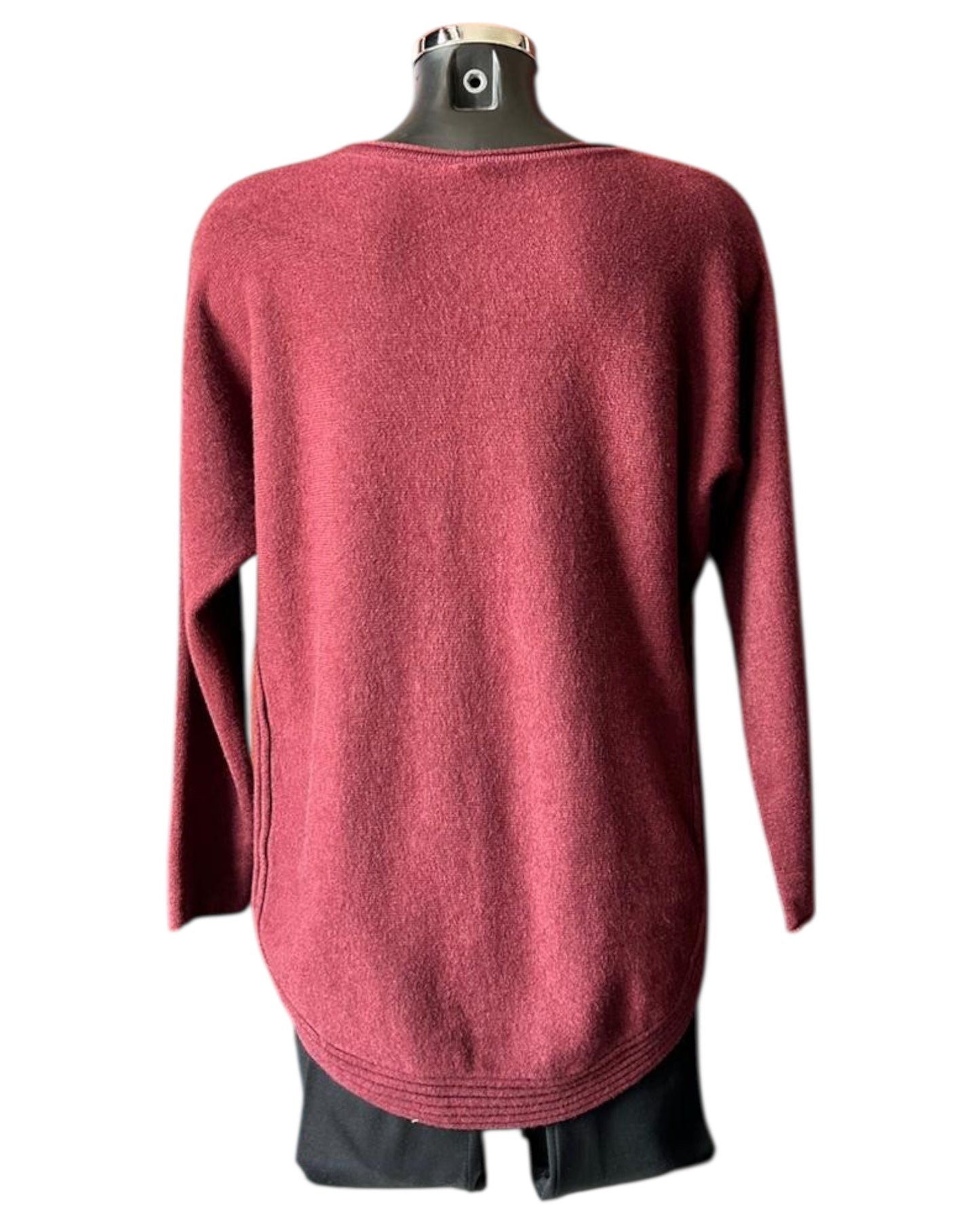 Camilla curved hem soft knitted jumper - Bordeaux