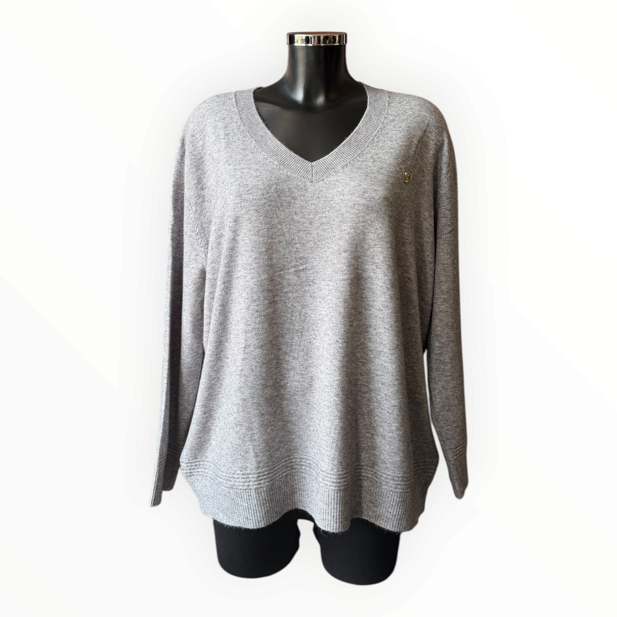 Romy fine knit v neck jumper - Grey