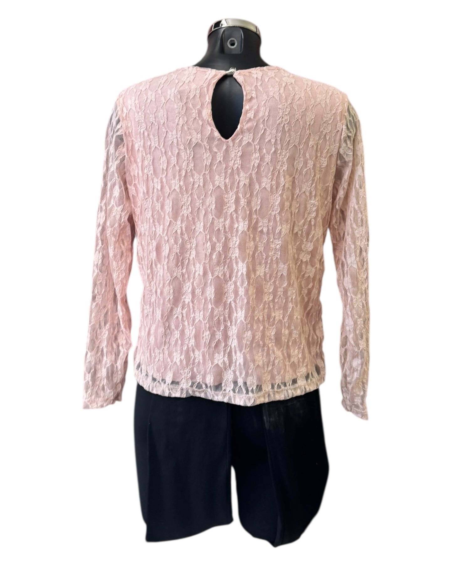 Gaynor round neck crochet lace top - Pink