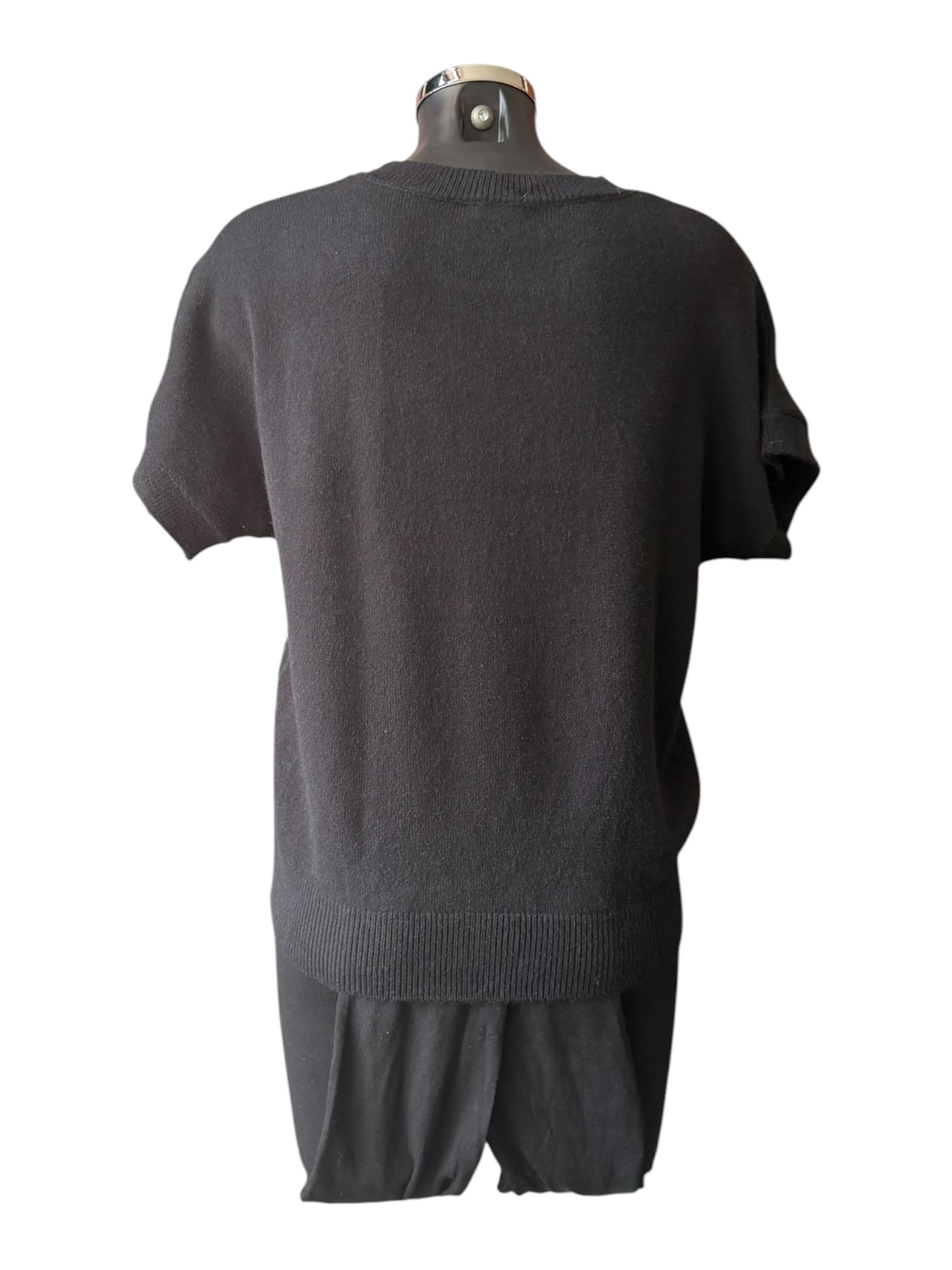 Emmy sparkle argyle short sleeve jumper- Black mix