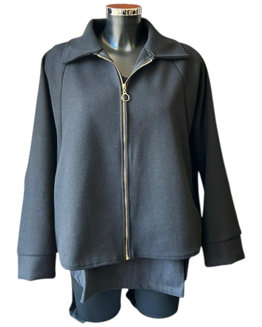 Katrina soft touch collared jacket - Black