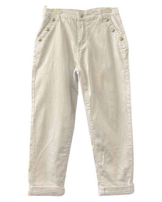 Moira button detail mom jeans - White