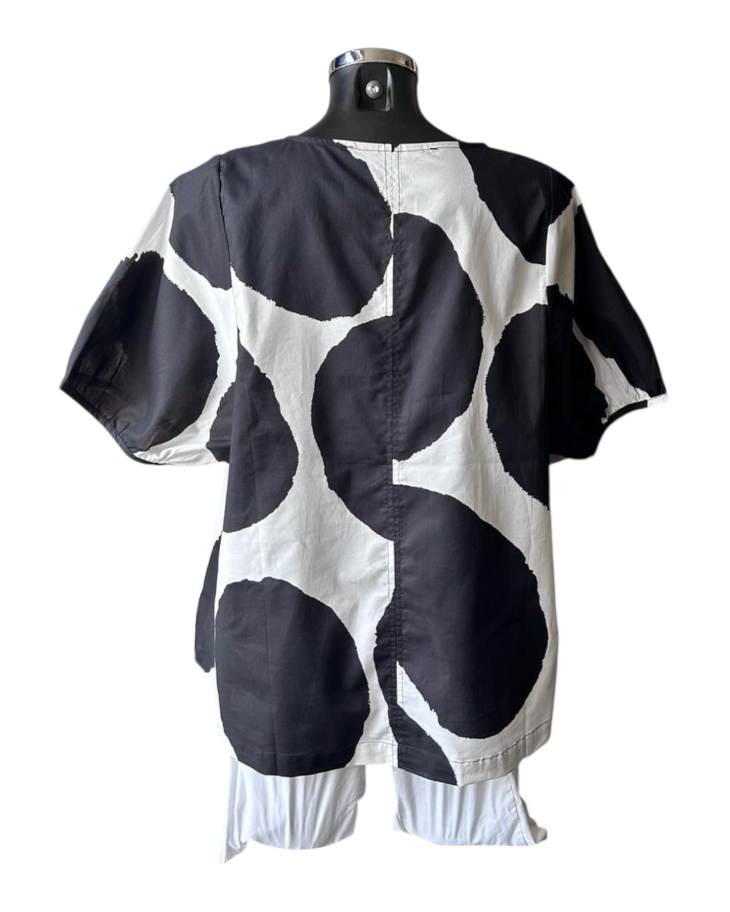 Tirelli bishops sleeve poplin top - Black/White