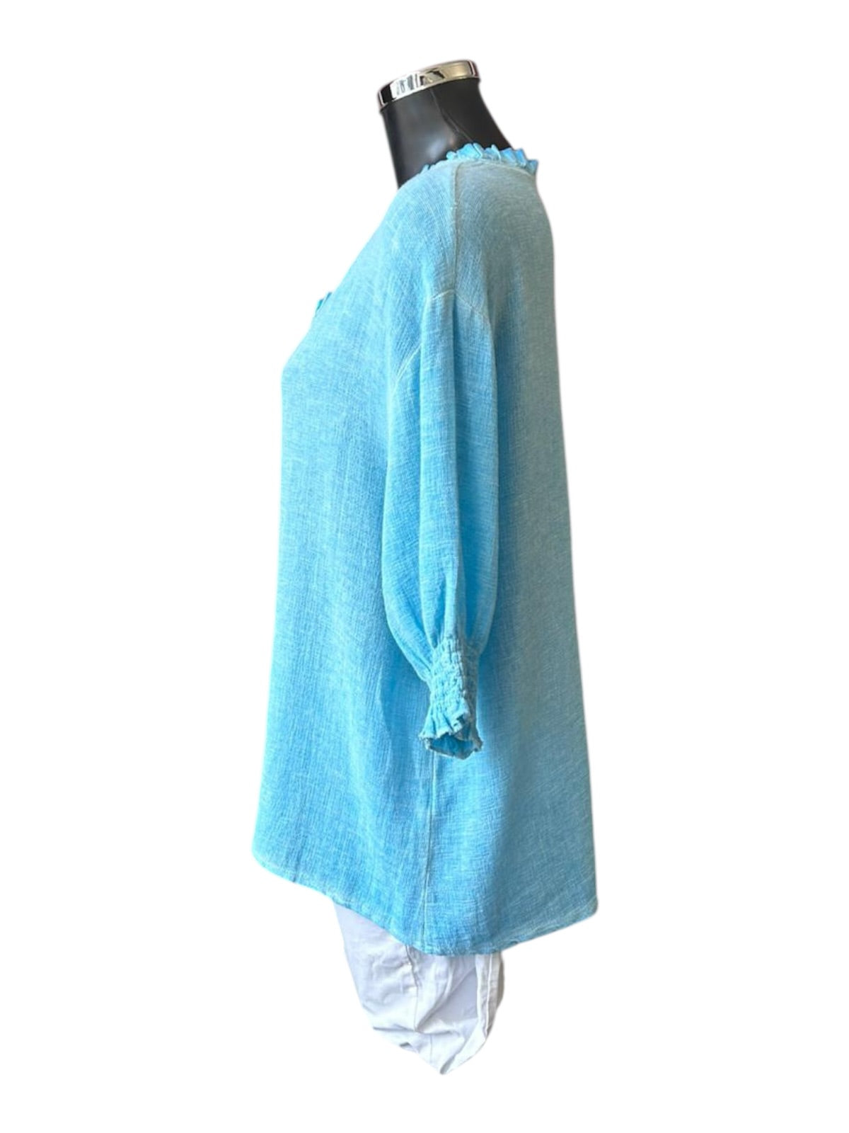 Casey range frill v neck top - Aqua