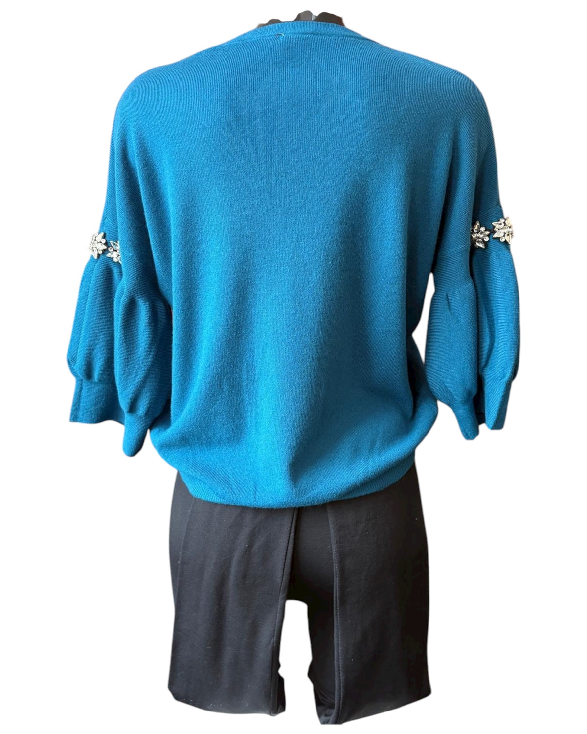 Isla diamond puff sleeve short jumper - Teal