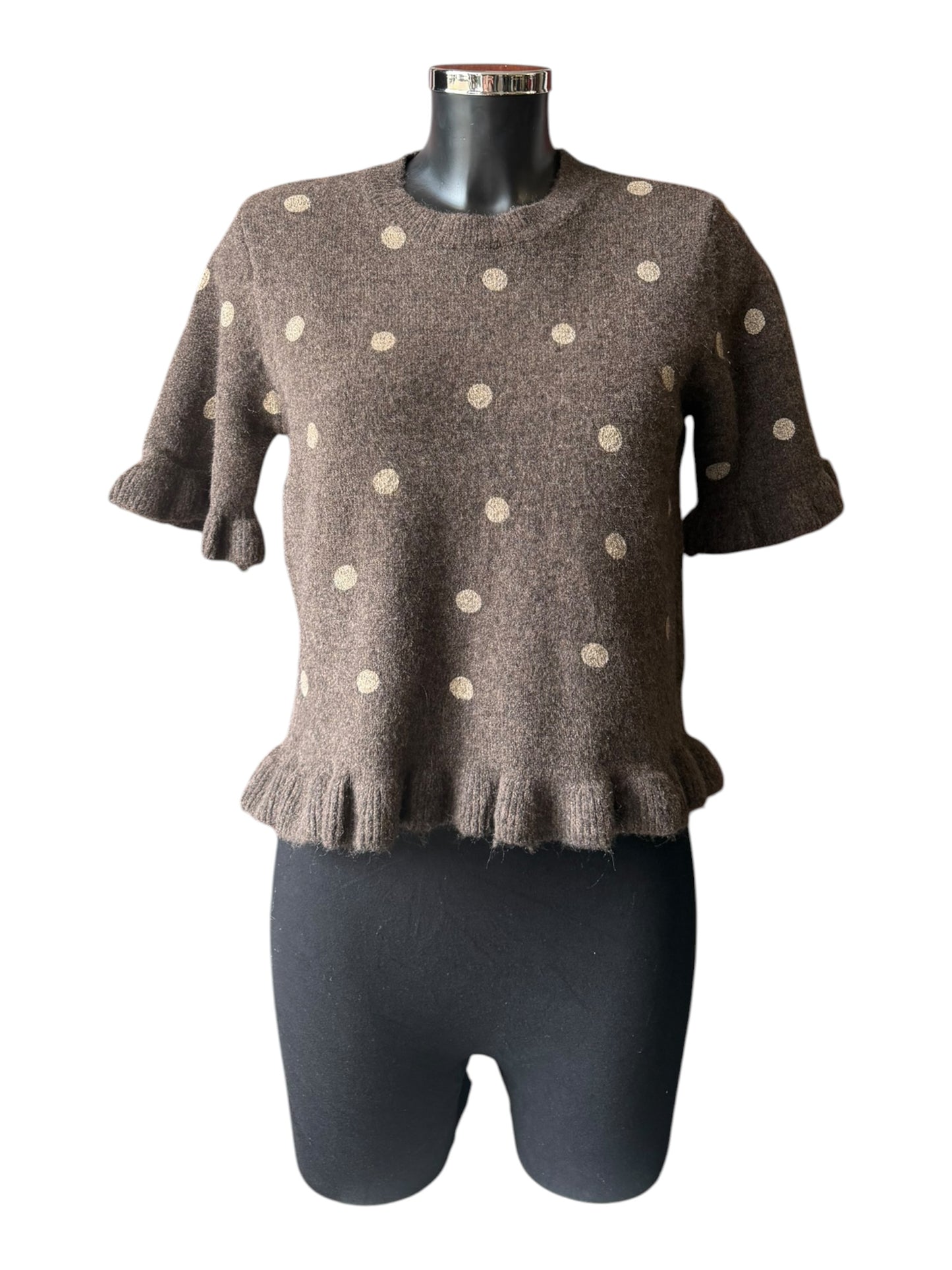Tammy frill trim polka dot jumper - Brown