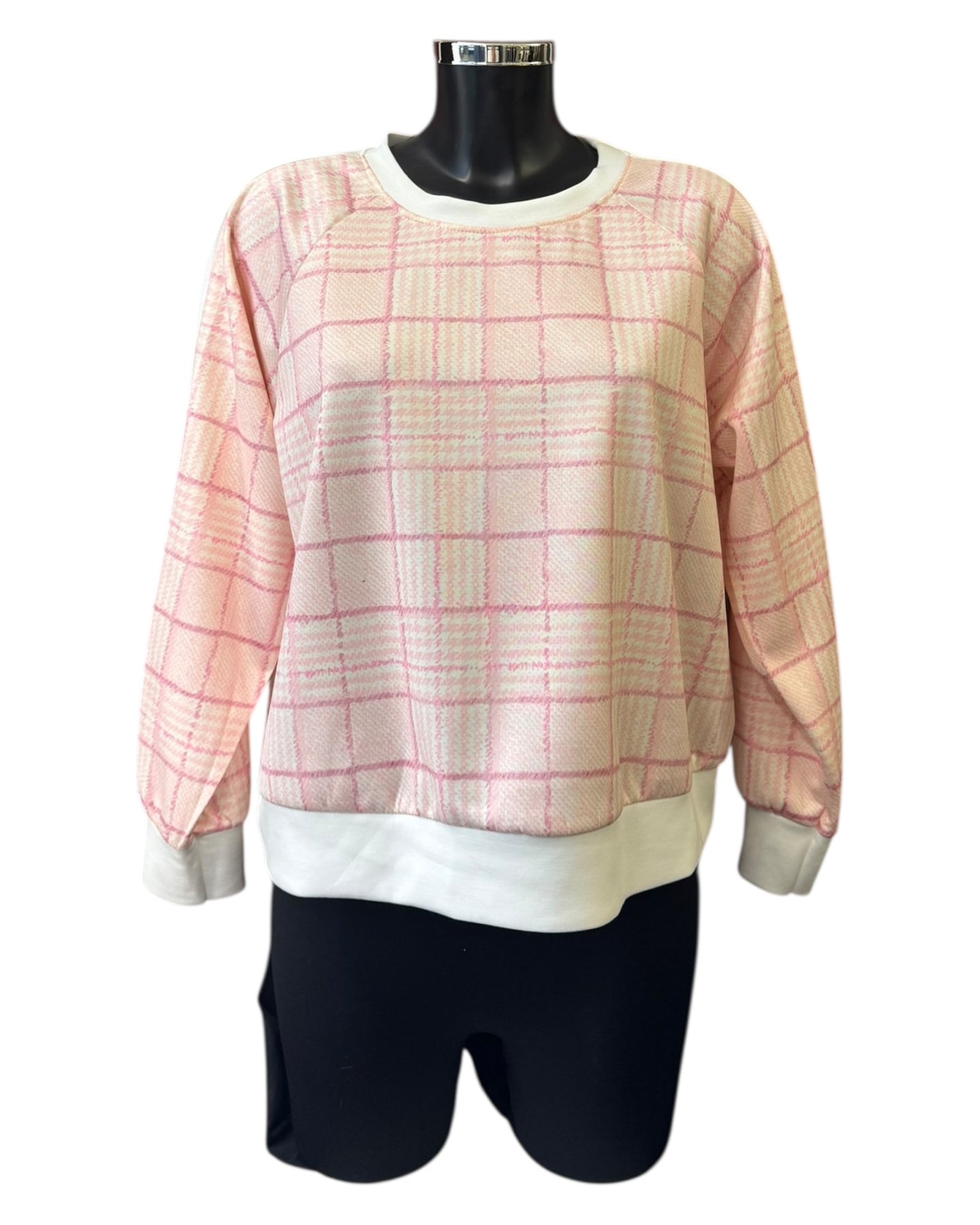 Phoebe check plaid sweatshirt - Pink