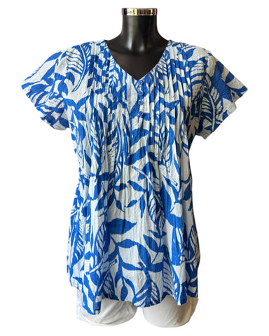 Orientique Hayman pleated cap sleeve top