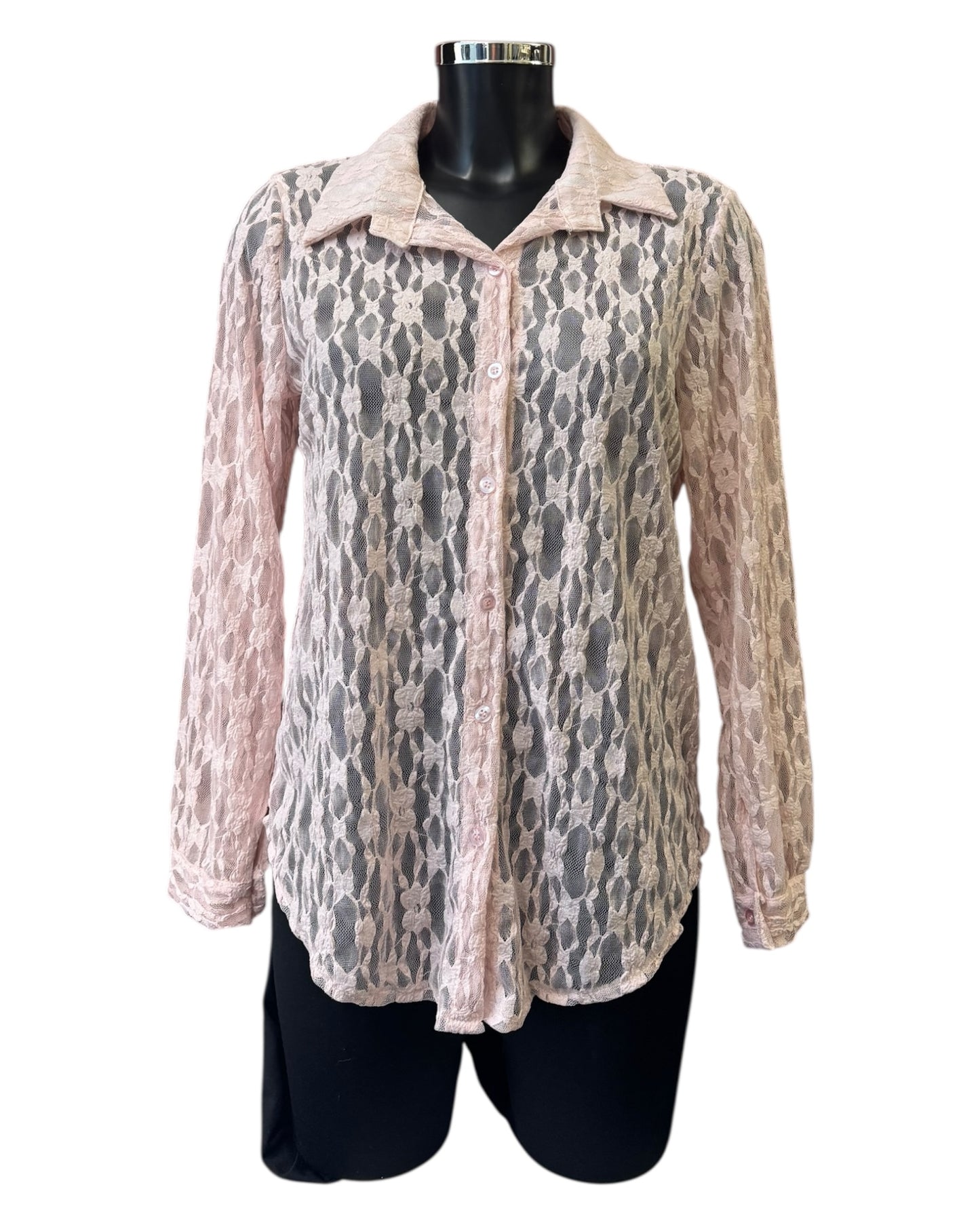 Gaynor crochet lace shirt top - Pink