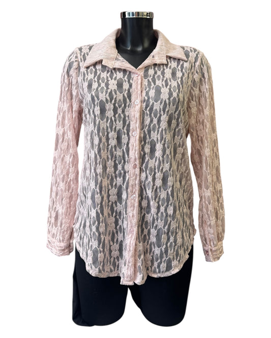 Gaynor crochet lace shirt top - Pink