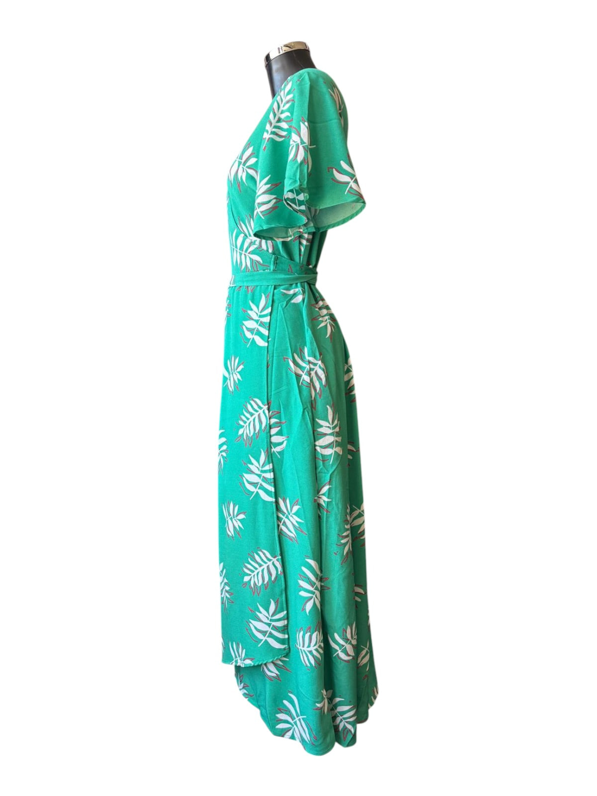 Gillian Green palm leaf wrap dress