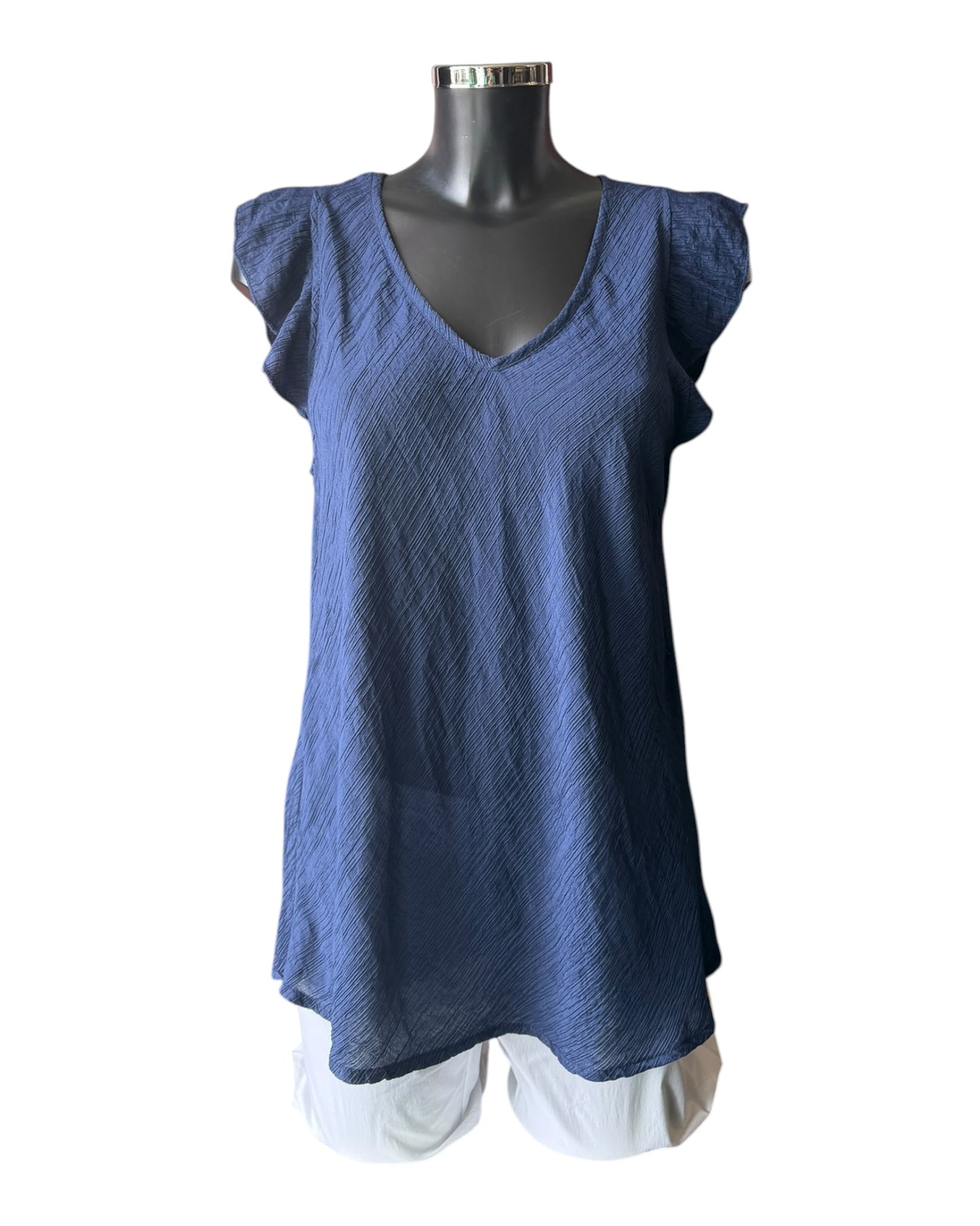 Milly range frill sleeve top - Navy