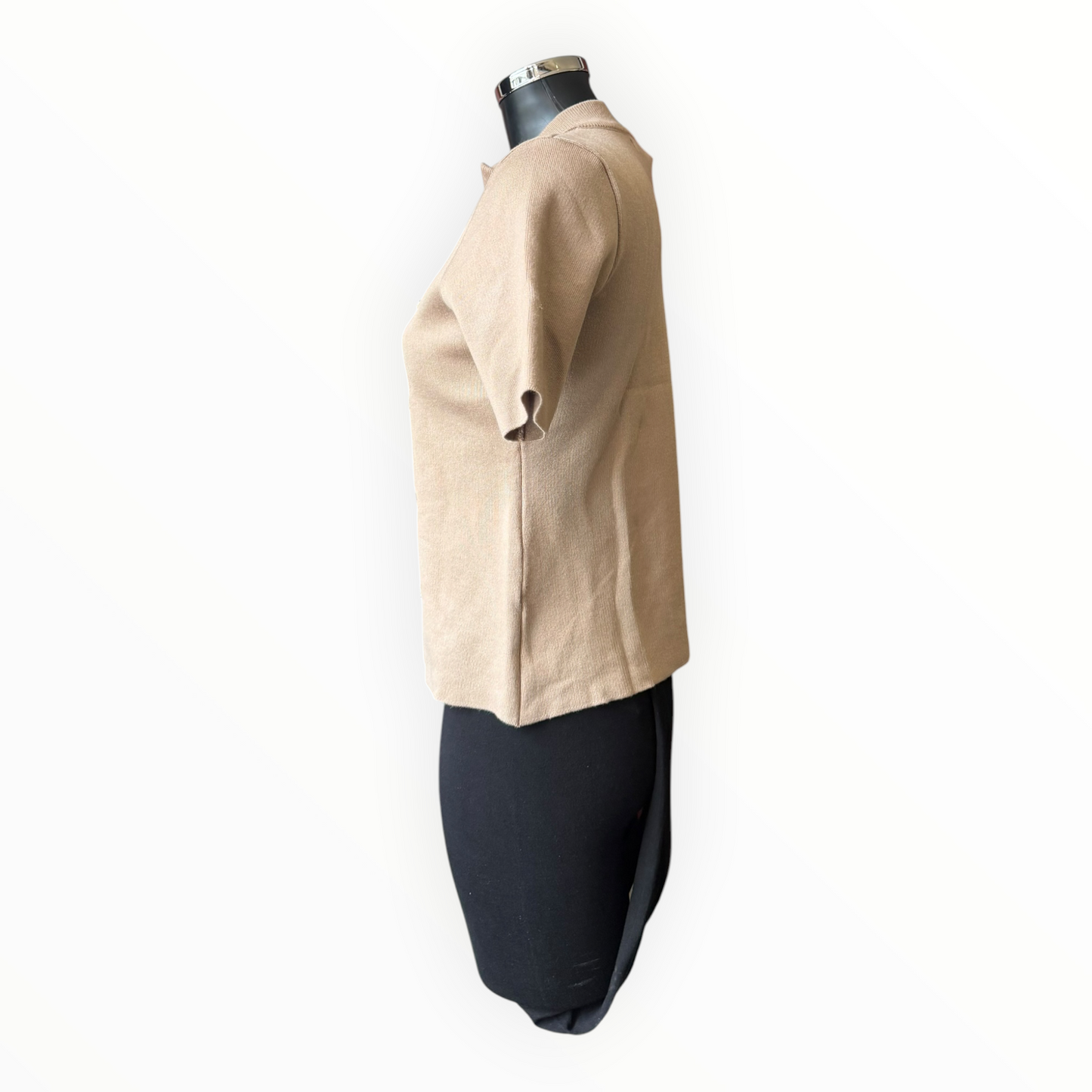 Marcia military zip top - Taupe short sleeve
