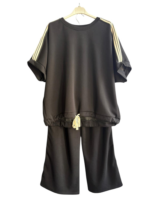 Darcy stripe side co-ord trouser suit - Black