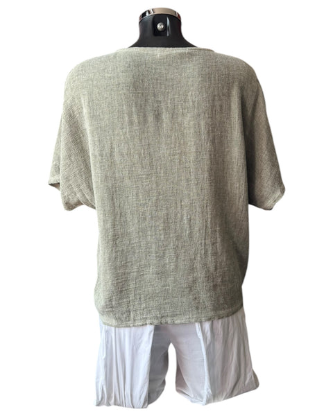 Casey range v neck ruched front top - Khaki