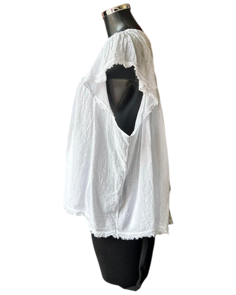 Rosa v neck cotton swing top - white