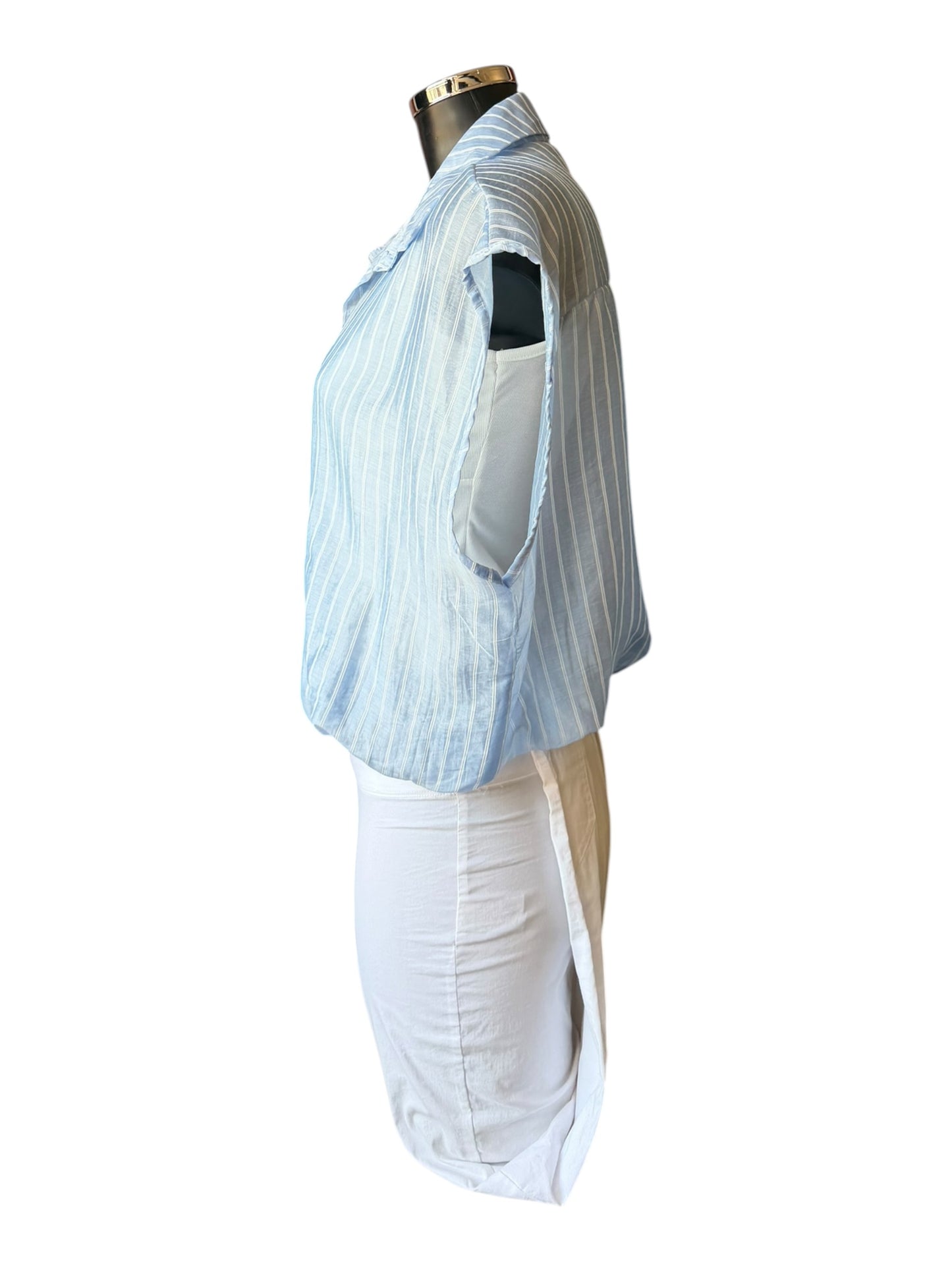 Zara mock 2 piece cropped shirt - blue stripe