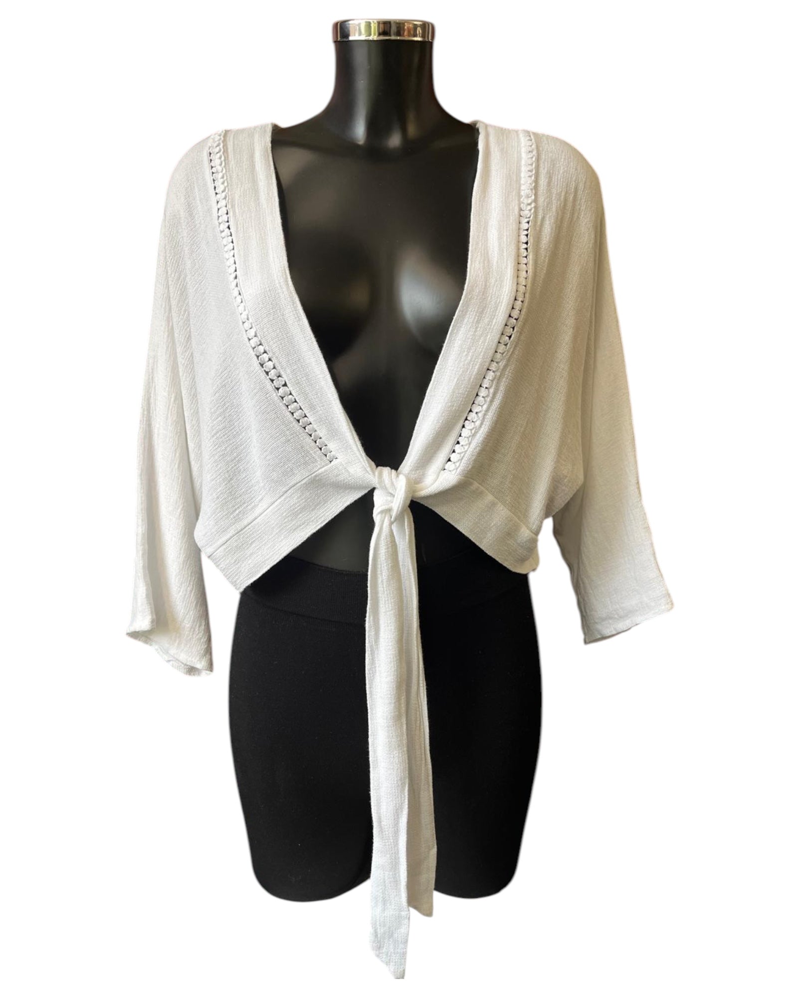 Casey range tie front bolero - White