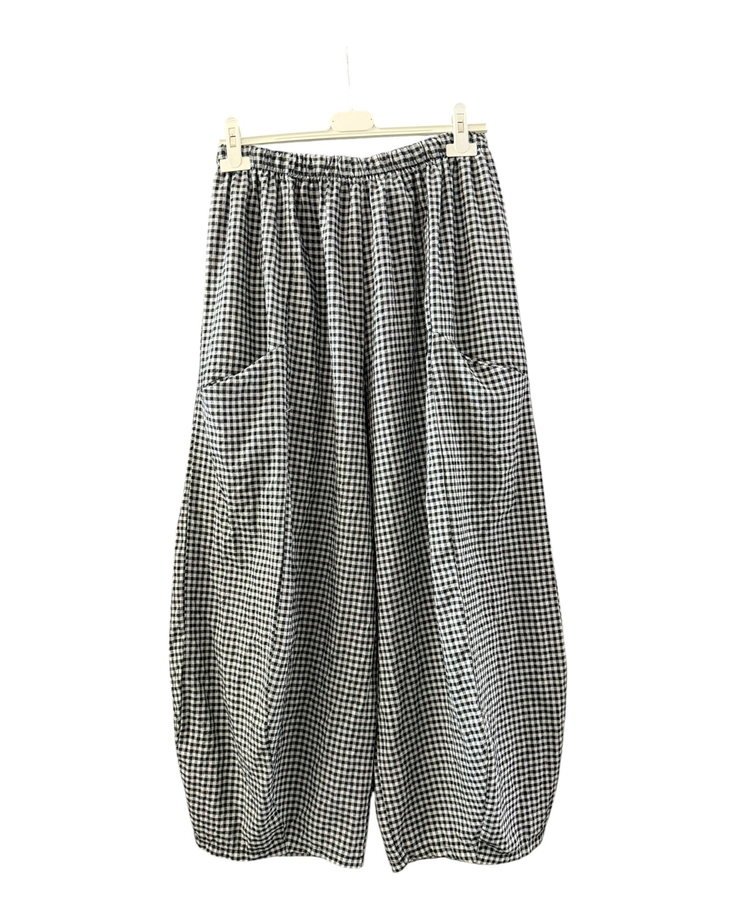 Gia gingham check balloon trousers - Black