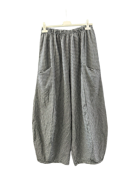 Gia gingham check balloon trousers - Black