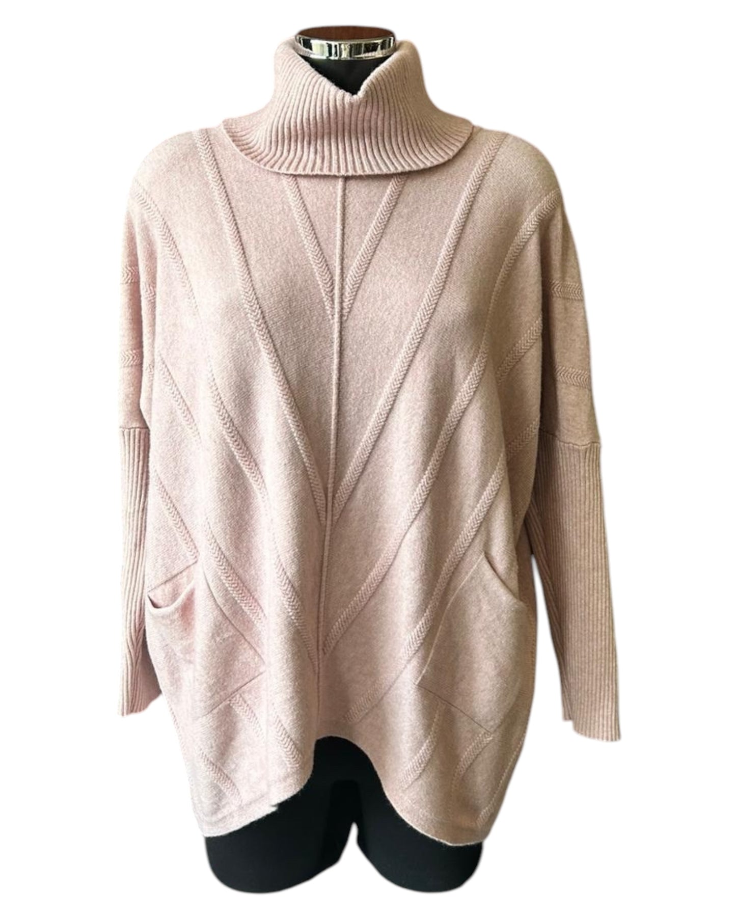 Kate chevron knit cowl neck - Pink