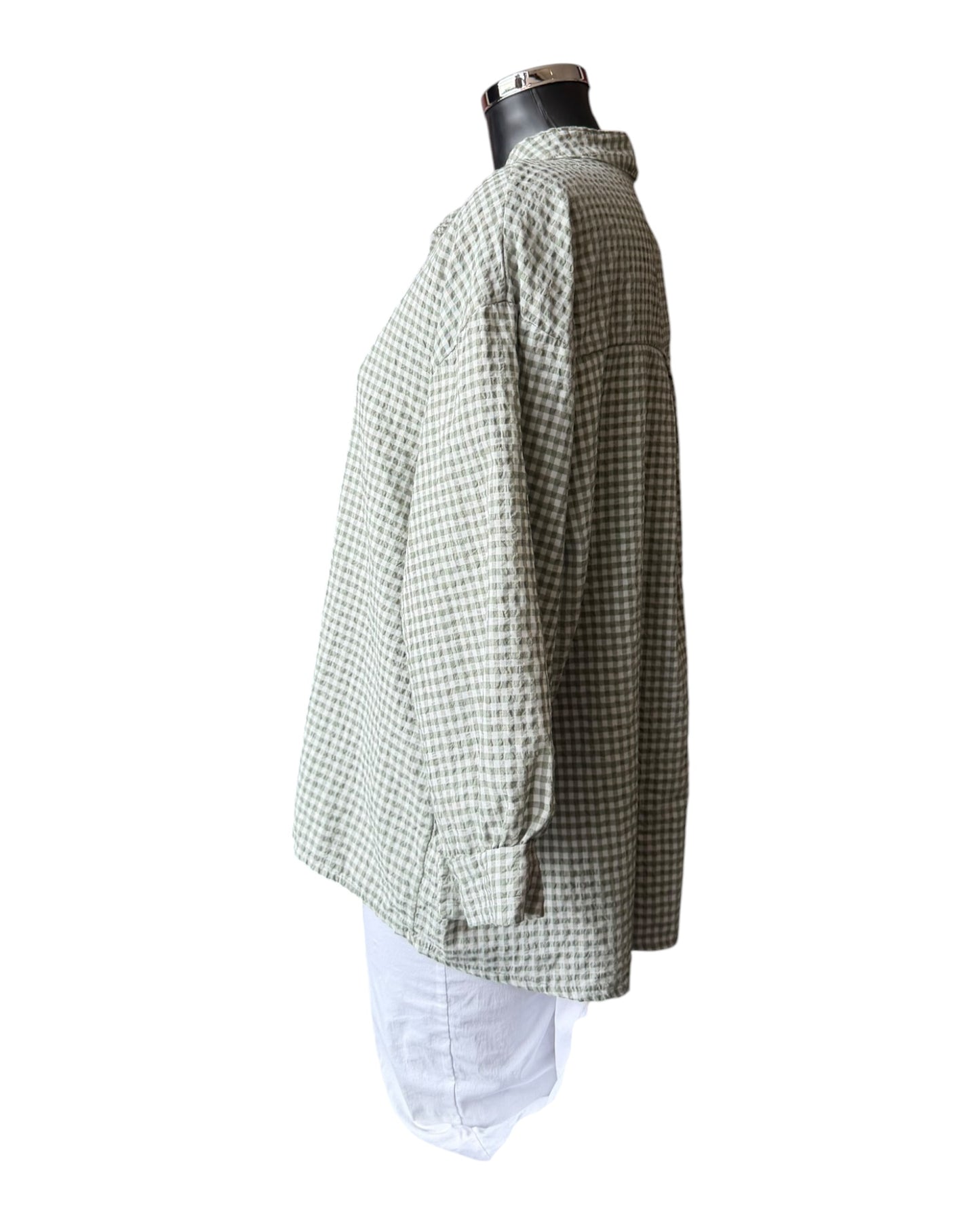 Gia gingham check oversized shirt  - Khaki