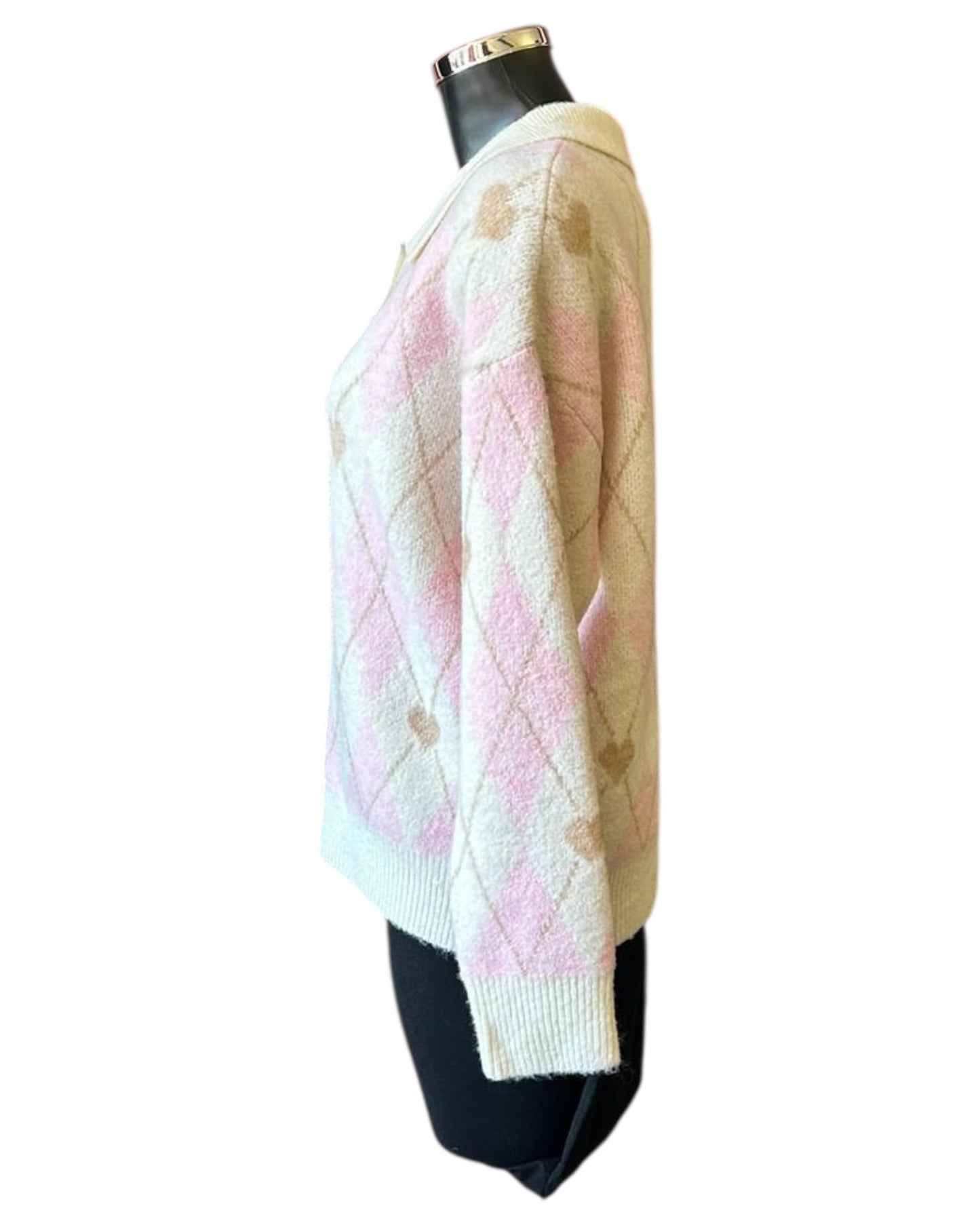 Lorna argyle print soft collared jumper