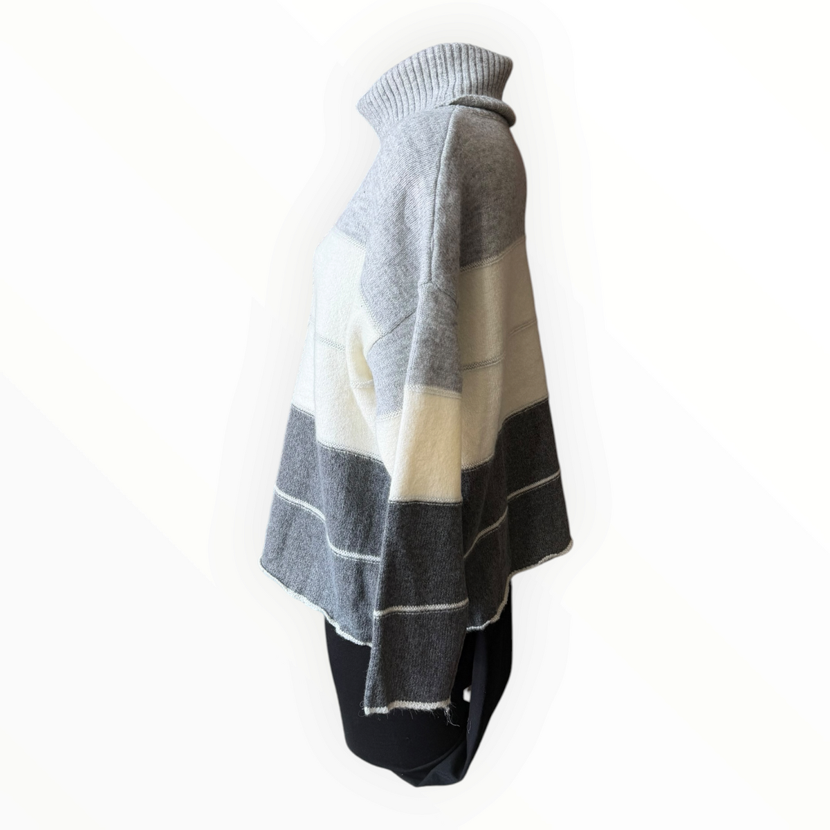 Yara colour block stripe cowl neck jumper - Grey mix