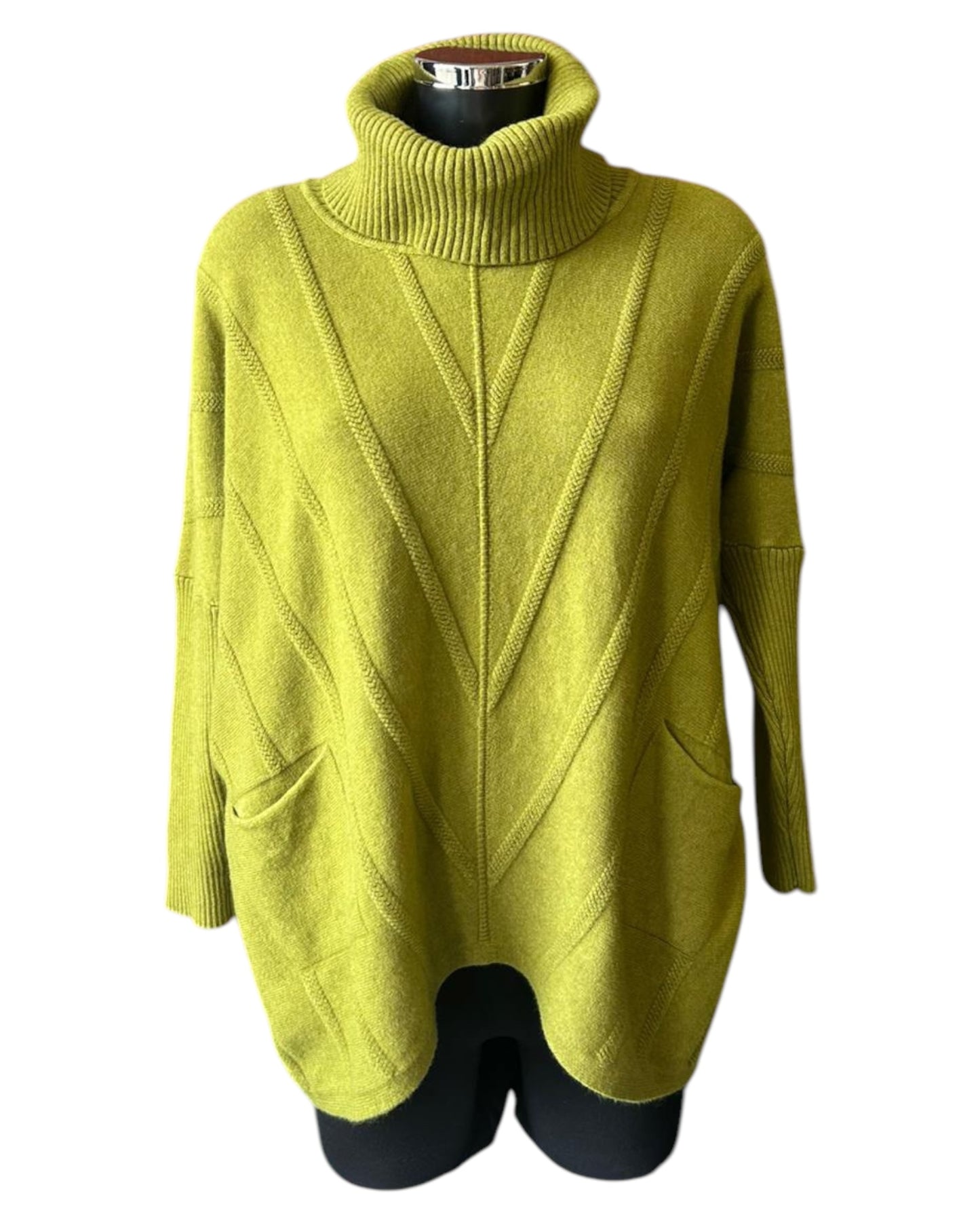 Kate chevron knit cowl neck - Lime