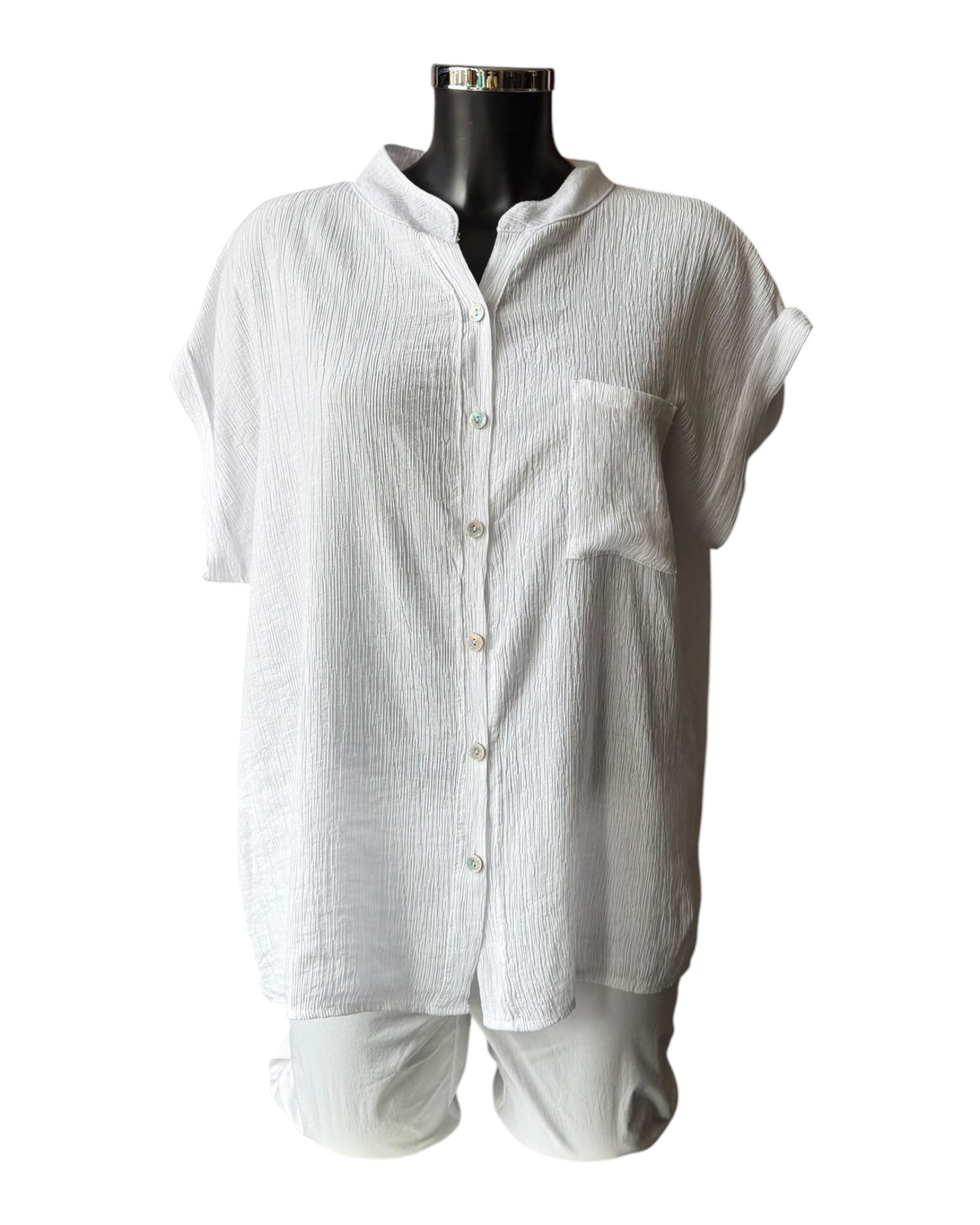 Milly range grandad neck shirt - White