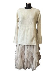 Greta 2 piece dress and textured jumper - Cream