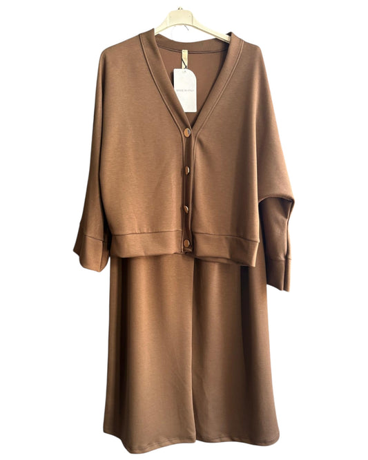 Lola cardigan co-ord trouser suit - Chocolate