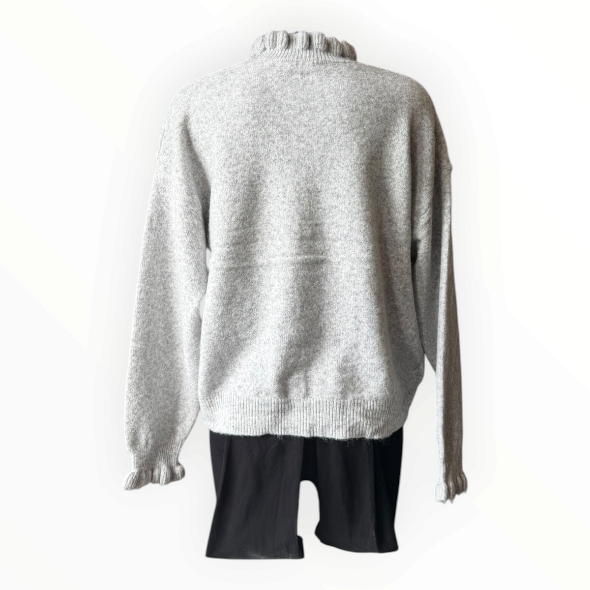 Zella frill neck & cuff jumper - Grey