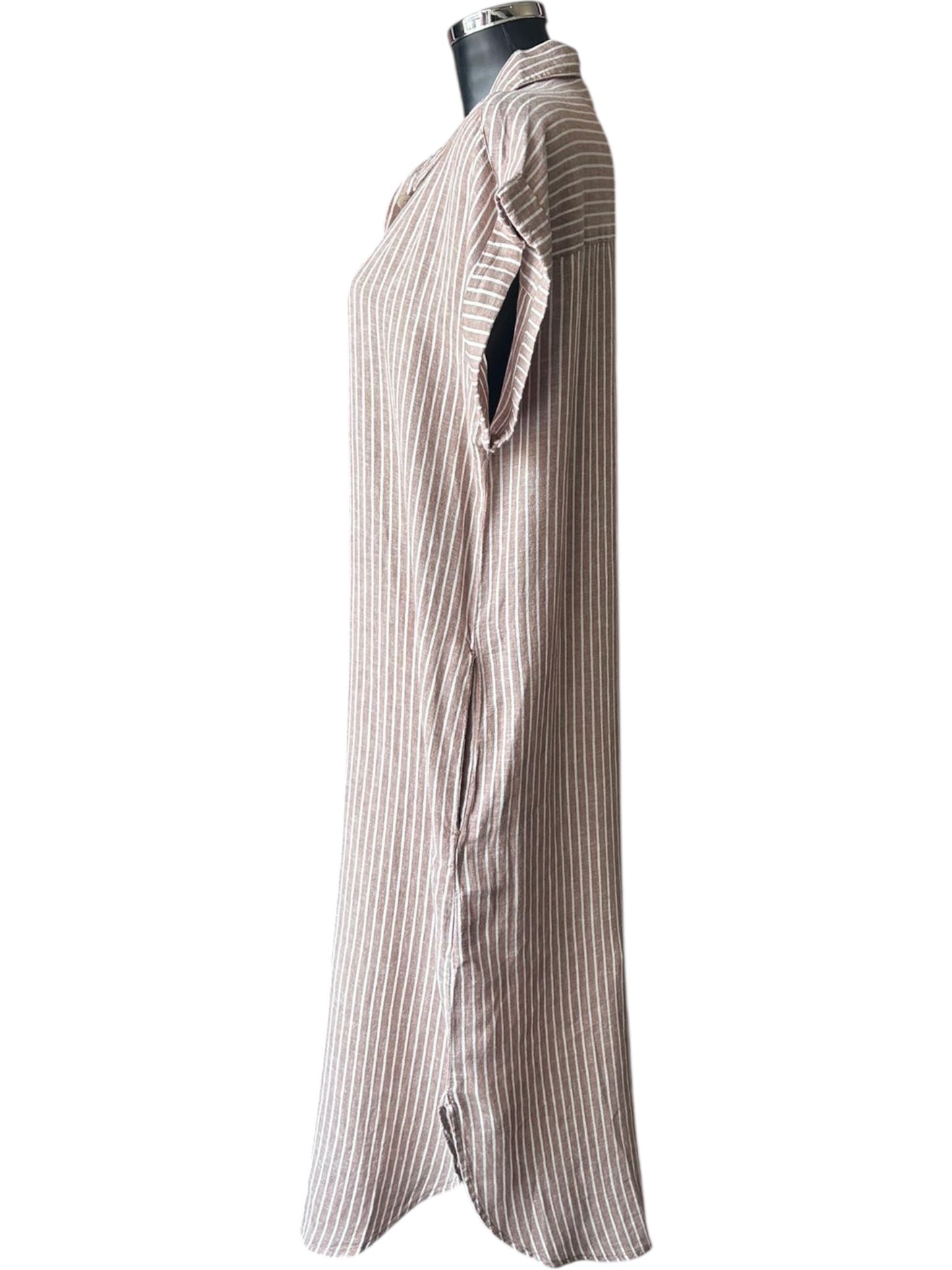 Byoung falakka cap sleeve shirt dress woodsmoke stripe