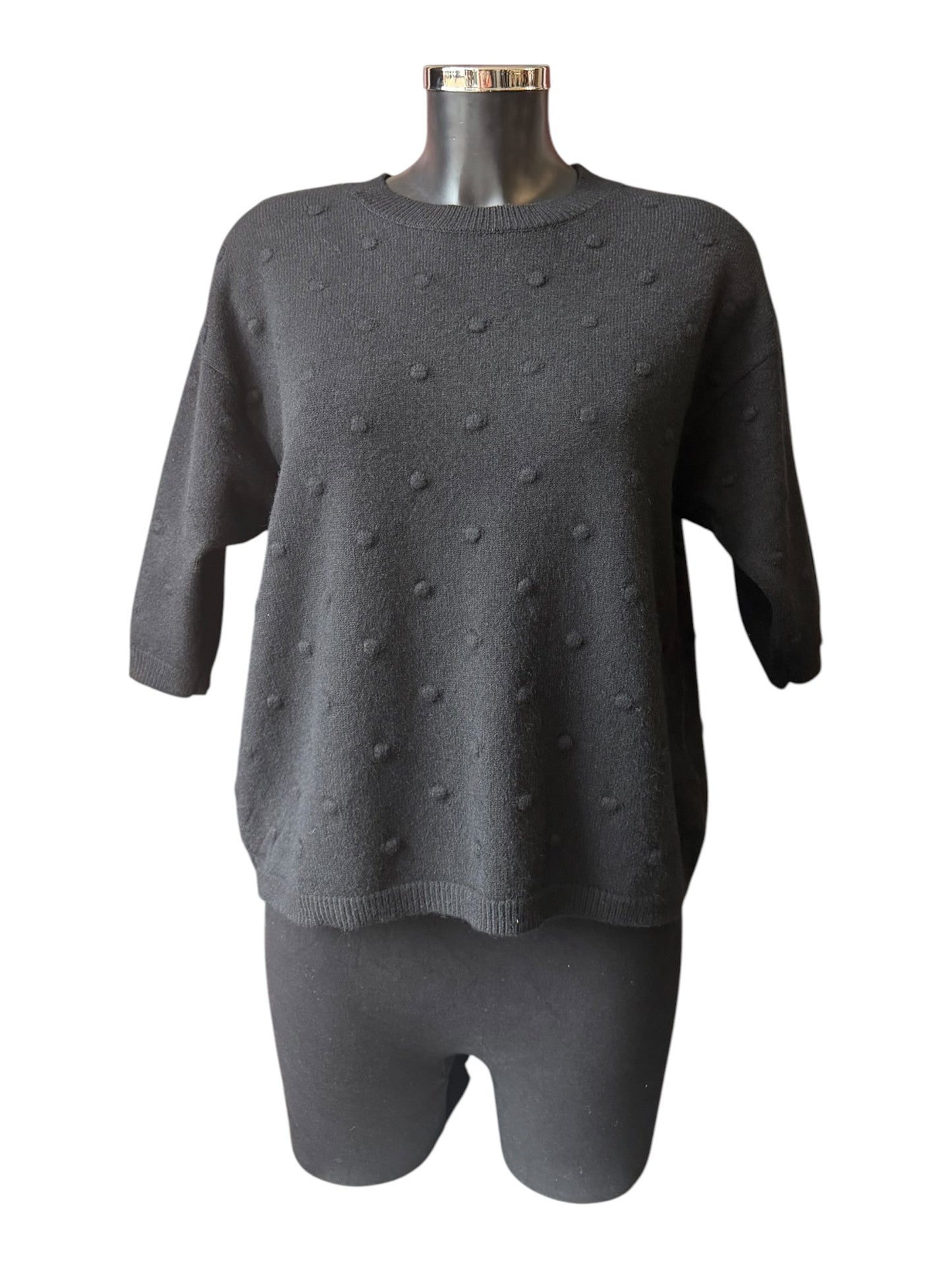 Sadie bobble knit short sleeve jumper - Black