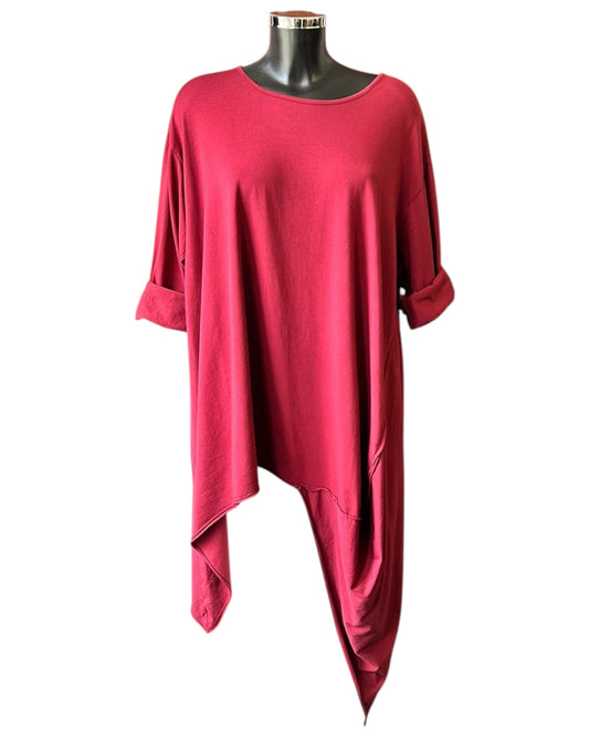 Ronnie dip sides tunic top - Bordeaux