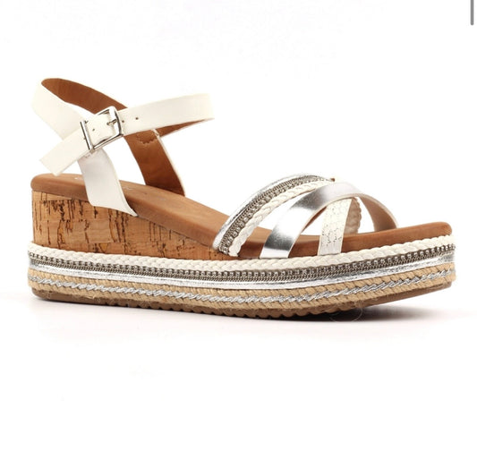 Lunar white Donna wedge sandals