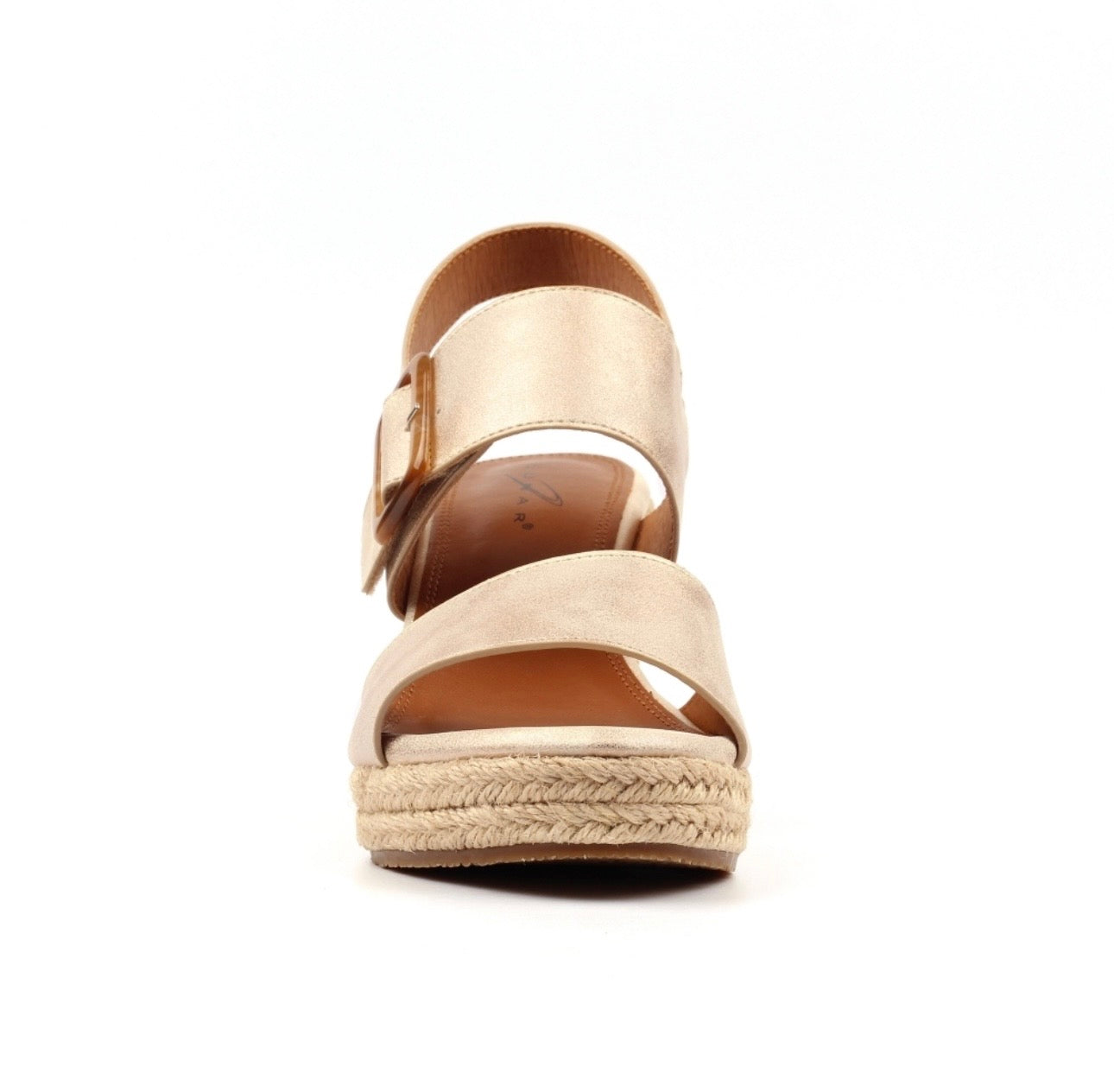 Lunar Rochester gold wedge sandals