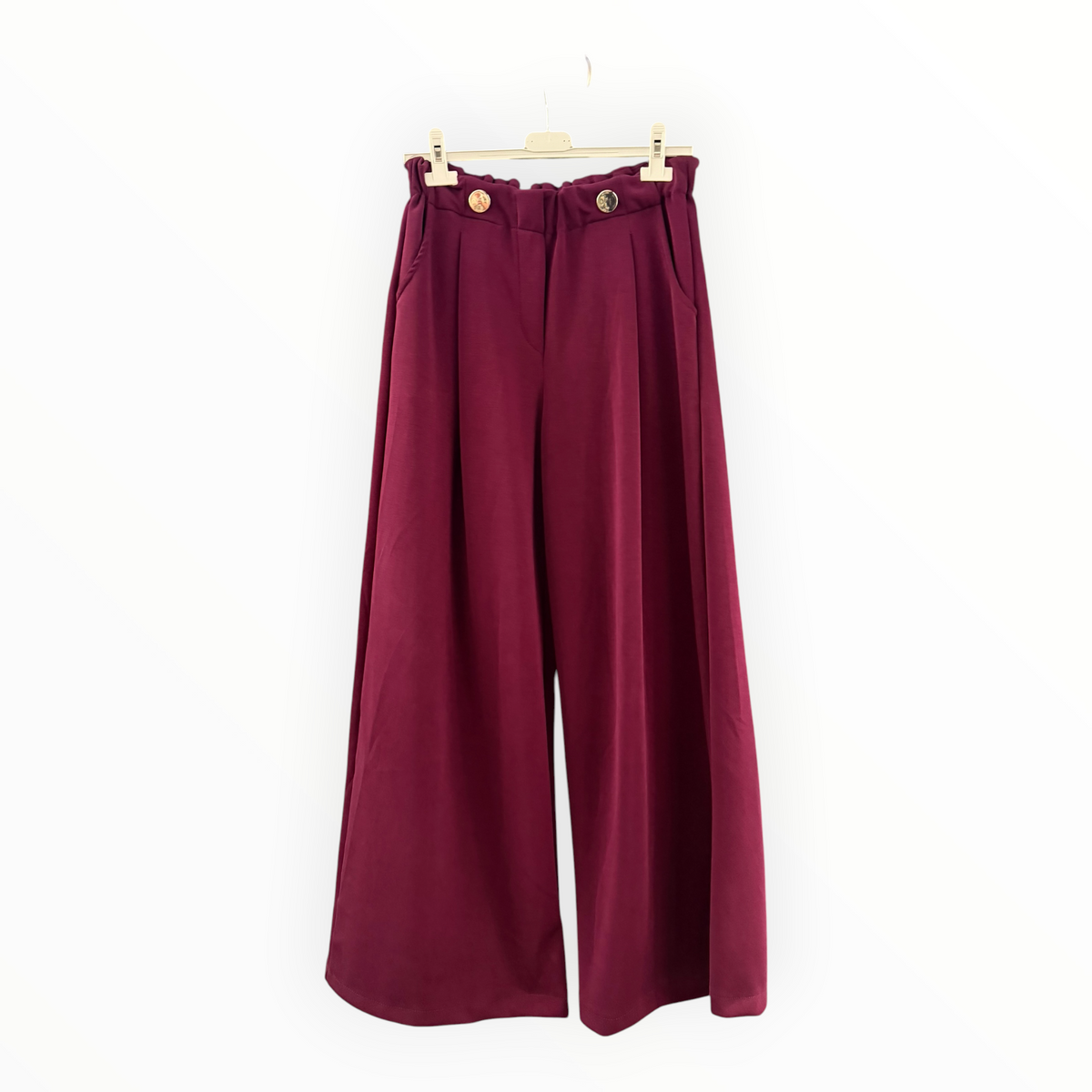 Lola gold button wide leg trousers - Wine