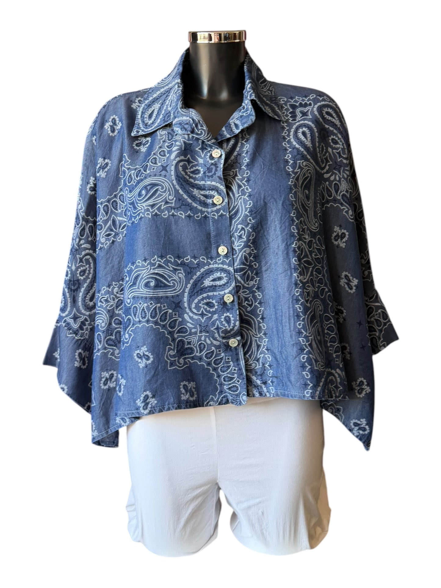 Marley chambray paisley shirt - Dark denim