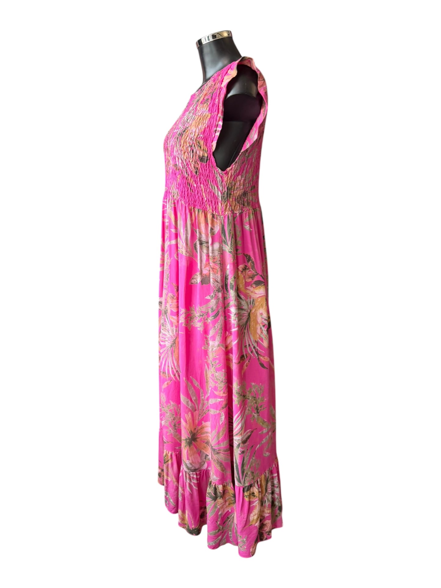 Molly midi dress tropical print dress - Cerise