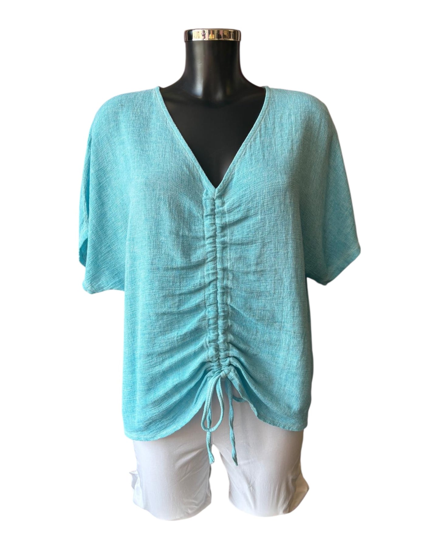 Casey range ruched front top - Aqua